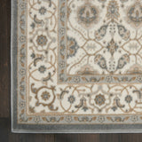 Meryl Streep Collection Floral Bordered Grey/ Light Grey Soft Area Rug