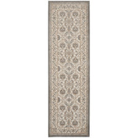 Meryl Streep Collection Floral Bordered Grey/ Light Grey Soft Area Rug