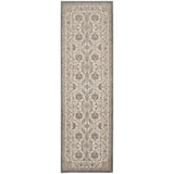 Meryl Streep Collection Floral Bordered Grey/ Light Grey Soft Area Rug