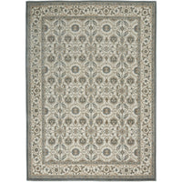 Meryl Streep Collection Floral Bordered Grey/ Light Grey Soft Area Rug