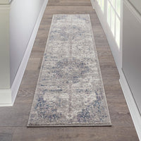 Beige Blue Medallion Soft Area Rug