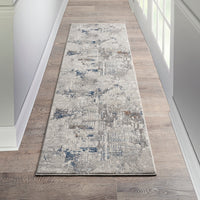 Scarlett Collection Ivory Blue Abstract Modern Soft Area Rug