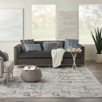 Scarlett Collection Ivory Blue Abstract Modern Soft Area Rug