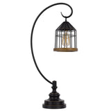 Kim 31 Inch Modern Table Lamp, Hanging Lantern Shade, Metal, Dark Bronze