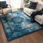 Blue Traditional Vintage Soft Area Rug