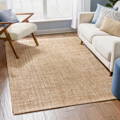 Boucle Hand-Woven Jute Rug Farmhouse Solid Pattern Natural Chunky-Textured Rug