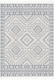 Tribal Geometric Pattern Light Blue Ivory Kim-Style Soft Area Rug