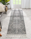 Oriental Medallion Pattern Grey Kim-Style Soft Area Rug