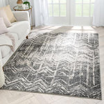 Julie Distressed Chevron Stripes Grey Soft Area Rug