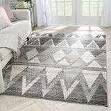 Distressed Geometric Diamond Pattern Grey Soft Area Rug