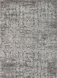 Vintage Distressed Damask Pattern Black Kilim-Style Soft Area Rug