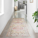 Leanne Aztec Distressed Printed Area Rug - Gold/Blush