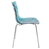 LeisureMod Astor Water Ripple Design Dining Chair - Transparent Blue