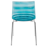 LeisureMod Astor Water Ripple Design Dining Chair - Transparent Blue