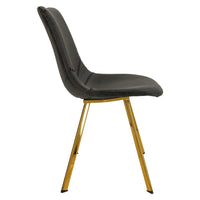 LeisureMod Markley Modern Leather Dining Chair With Gold Legs