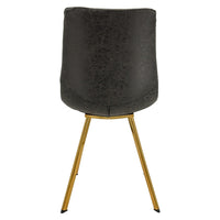 LeisureMod Markley Modern Leather Dining Chair With Gold Legs