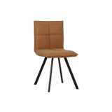 LeisureMod Wesley Modern Leather Dining Chair With Metal Legs - Peacock Blue