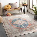 Distressed Medallion Printed Machine Washable Area Soft Rug