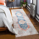 Distressed Medallion Printed Machine Washable Area Soft Rug