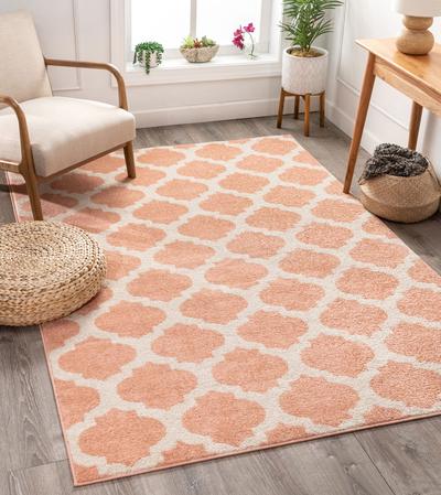 Zoe Blush Modern Trellis Area Rug