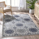 Blue Modern Suzani Soft Area Rug