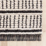 Tribal Geometric Stripes Ivory High-Low Textured Pile Rug