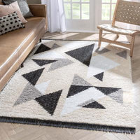 Tribal Abstract Pattern Grey High-Low Textured Pile Soft Area Rug