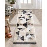 Tribal Abstract Pattern Grey High-Low Textured Pile Soft Area Rug
