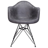 Markle Cool Gray Leatherette Fabric Upholstered Armchair Accent Chair with Black Steel Leg