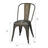 Metal Dining Chairs Stackable Side Chairs Set of 4