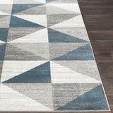 Geometric Blue Gray Area Rug