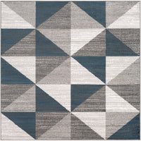 Geometric Blue Gray Area Rug