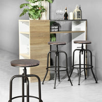 Modern 30.3 Inch Oak Backless Metal Frame Counter Height Bar Stools Height Adjustable (Set of 2) - N/A