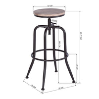 Modern 30.3 Inch Oak Backless Metal Frame Counter Height Bar Stools Height Adjustable (Set of 2) - N/A