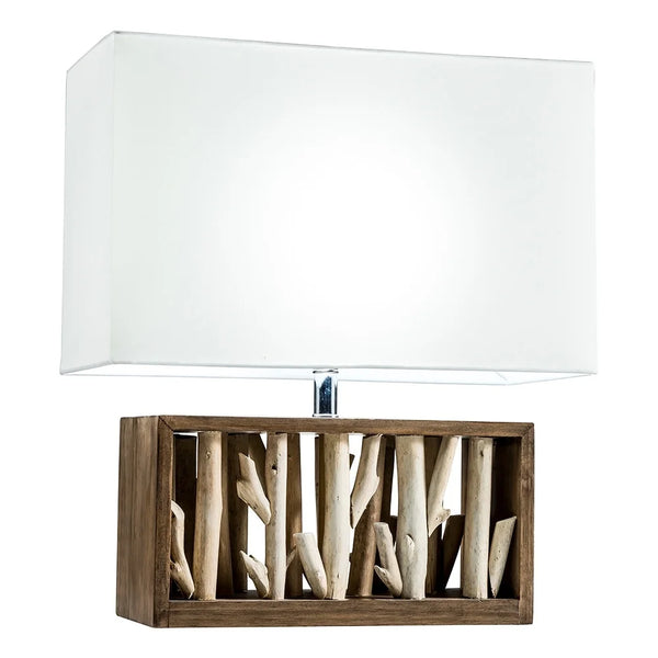 Modern Home Nautical Driftwood Wood Box Table Lamp