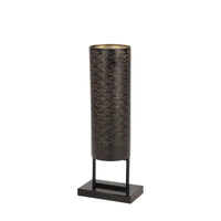 Modern Style Large Black Cylinder Metal Lantern with Pierced Metal Boho Pattern on Metal Base 10 x 27 - Brown - 10 x 7 x 27