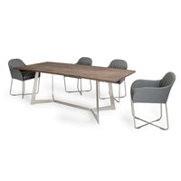 Modrest Sweeny Modern Grey Leatherette Arm Dining Chair