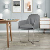 Modrest Sweeny Modern Grey Leatherette Arm Dining Chair