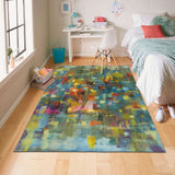 Home Confetti Canvas Abstract Soft Area Rug Teal/Yellow