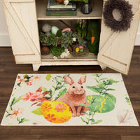 Home Easter Egg Bunny Accent Rug White/Green/Pink