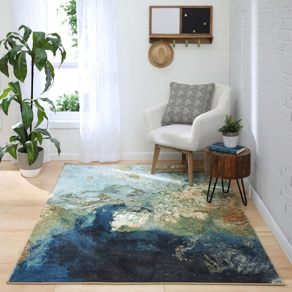 Home Modern Abstract Marble Ink Multicolor Soft Area Rug