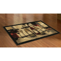 Home New Wave Wine and Glasses Kitchen Mat Accent Rugs