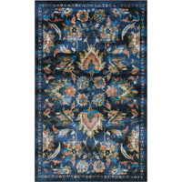 Home Pallava Floral Ornamental Soft Area Rug   Medium Blue