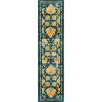 Home Pallava Floral Ornamental Area Rug  Denim