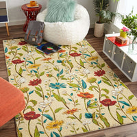 Home Spiced Beauties Floral Soft Area Rug Beige/Green/Teal