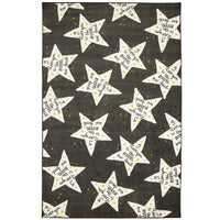 Home To The Moon Kids Soft Area Rug Black/White/Yellow