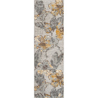 Polyester Blend Floral Soft Area Rug  Grey