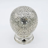 Moroccan Handmade Brass (Chromed) Table Lamp 11 x 9 Inches Silver Lighting. - Set Of 1