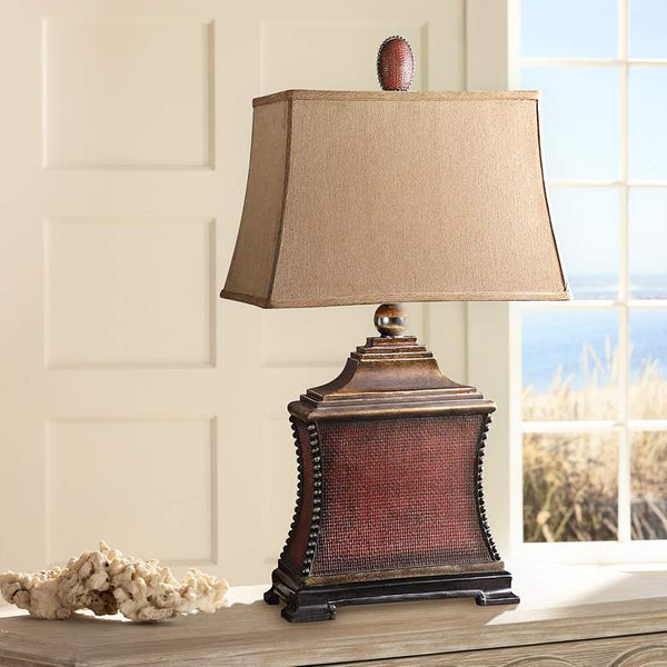 Pavia Aged Red Woven Texture Table Lamp