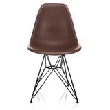 Nature Series Brown Wood Grain DSR Mid-Century Modern Dining Accent Side Chair with Black Eiffel Steel Leg